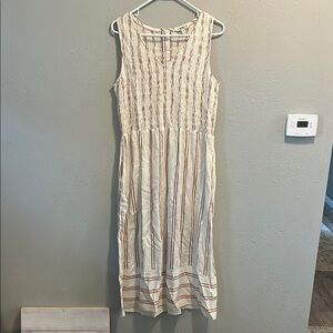 Fat Face Rust and Cream Striped Sleeveless Midi Sundress‎